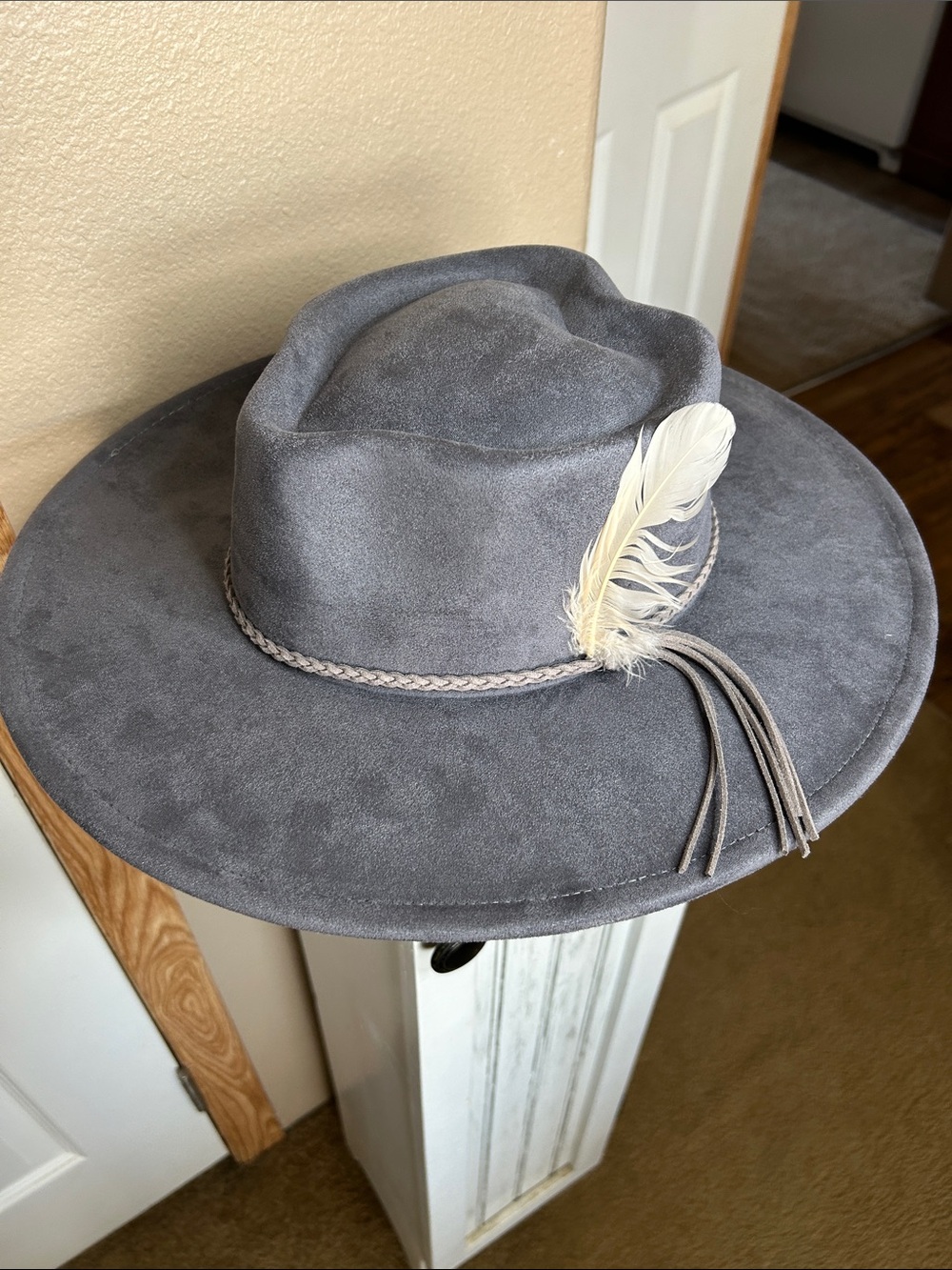 Western Gray Heartcrown Wide Brim Fedora Hat